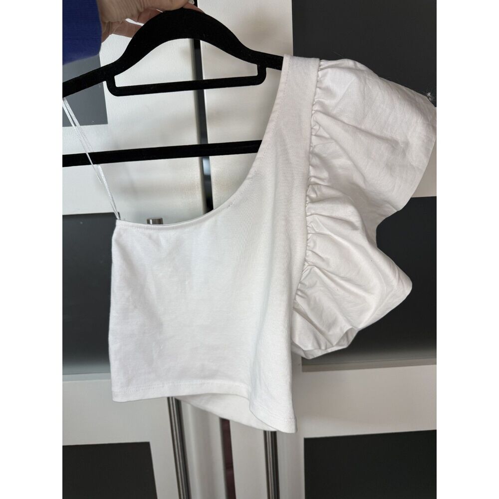 Zara one shoulder ruffle crop top - Picture 2 of 6